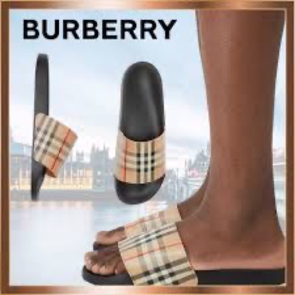 New in Box Burberry furley vintage check slides multiple sizes - Picture 1 of 11